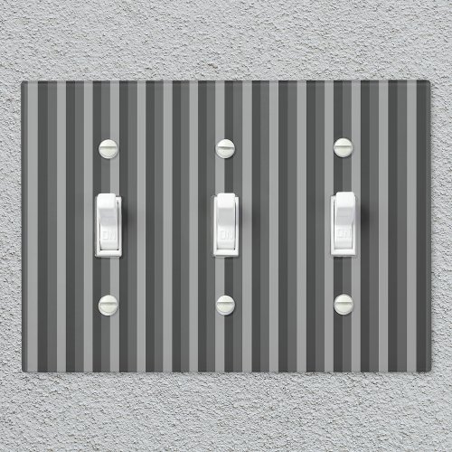 Rustic Country_Style Thin Grey Stripes Light Switch Cover