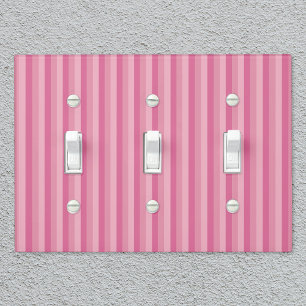 Rustic Country-Style Thin Pink Stripes Light Switch Cover