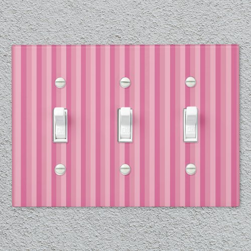 Rustic Country_Style Thin Pink Stripes Light Switch Cover