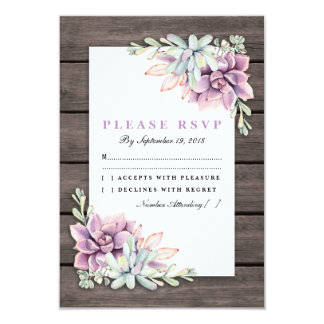 Rustic Country Succulent Floral Wedding RSVP Card