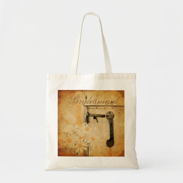 rustic country summer daisy wedding bridesmaid tote bag (Front)