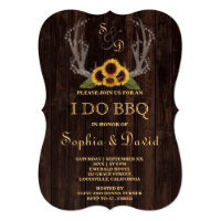Rustic Country Sun Flowers Antlers I DO BBQ Invite