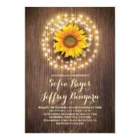 rustic country sunflower barn wedding invitations