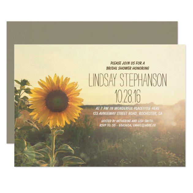 Rustic Country Sunflower Bridal Shower Invites