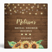 Rustic Country Sunflower Bridal Shower Recipe Book 3 Ring Binder (Front)