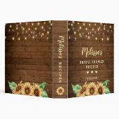 Rustic Country Sunflower Bridal Shower Recipe Book 3 Ring Binder (Background)