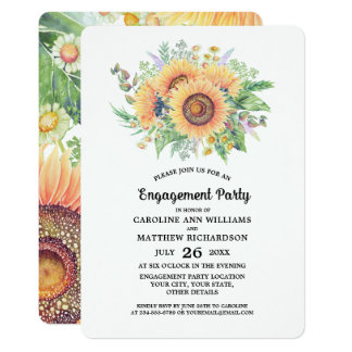 Rustic Country Sunflower Engagement Party Invites