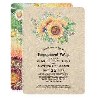Rustic Country Sunflower Engagement Party Invites