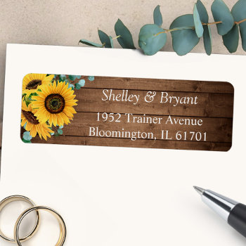 Rustic Country Sunflower Eucalyptus Return Address Label by CardHunter at Zazzle