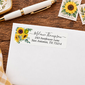 Rustic Country Sunflower Eucalyptus Return Address Label