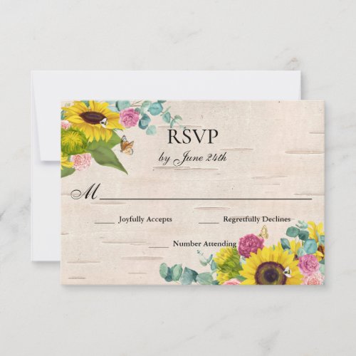 Rustic Country Sunflower Floral RSVP Card