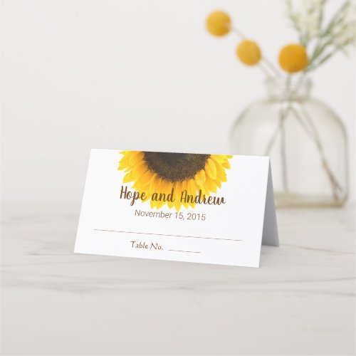 Rustic Country Sunflower Floral Wedding Place Card