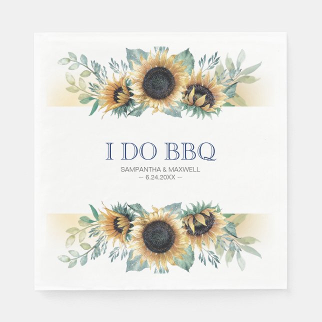 Rustic Country Sunflower I Do BBQ Napkins (Front)