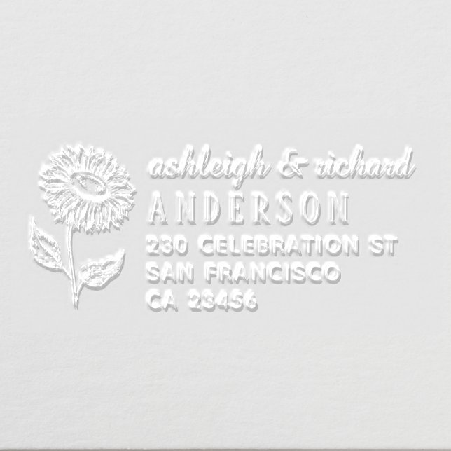 Rustic Country Sunflower Names & Return Address Embosser (Design)
