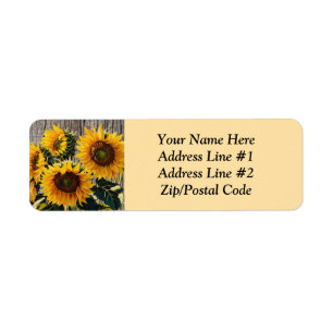 Rustic Country Sunflower On Barnboard Print Label