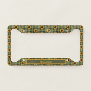 Rustic Country Sunflower Pattern Personalize License Plate Frame