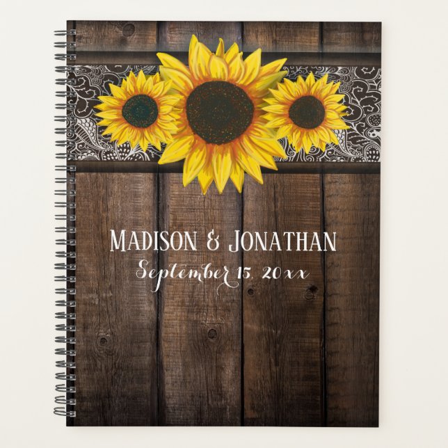 Rustic Country Sunflower Personalized Wedding Planner (Front)