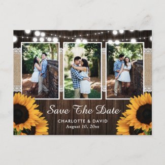 Rustic Country Sunflower Photo Save The Date