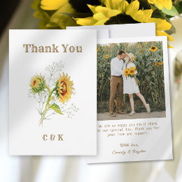 Rustic Country Sunflower Photo Thank You Card