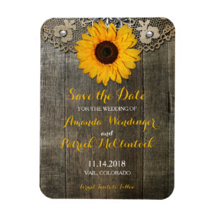 Rustic Country Sunflower Save the Date Magnets