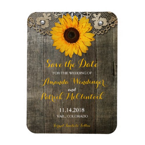 Rustic Country Sunflower Save the Date Magnets