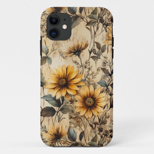 Rustic Country Sunflower Shabby Chic Flower Floral iPhone 11 Case