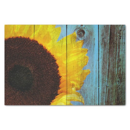 Rustic Country Sunflower Teal Wood Tissue Paper | Zazzle.com