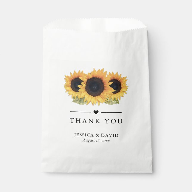 Rustic Country Sunflower Thank You Wedding Favor Bag (Front)