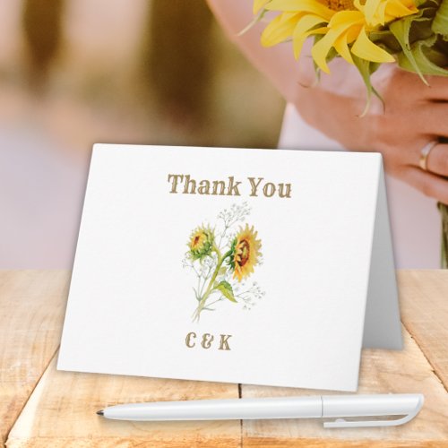 Rustic Country Sunflower Watercolor Thank You