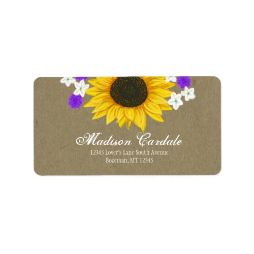 Rustic Country Sunflower Wedding Address Labels