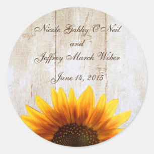 Rustic Country Sunflower Wedding Classic Round Sticker