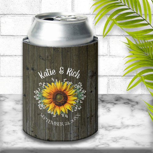 Rustic Country Sunflower Wedding Favor Can Cooler