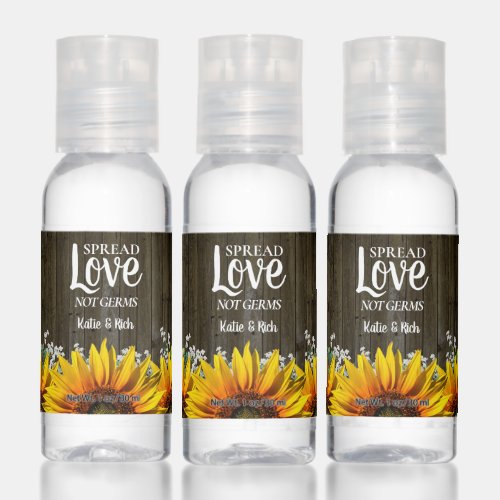 Rustic Country Sunflower Wedding Favor Hand Sanitizer