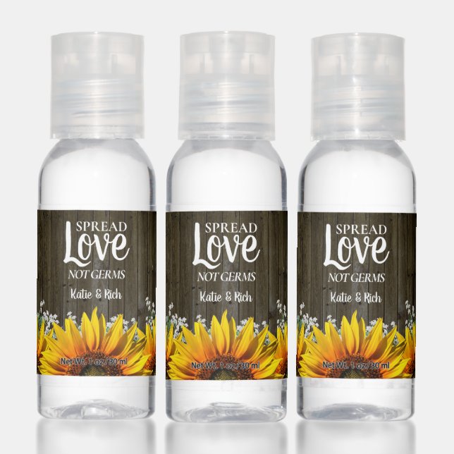 Rustic Country Sunflower Wedding Favor Hand Sanitizer (Set)