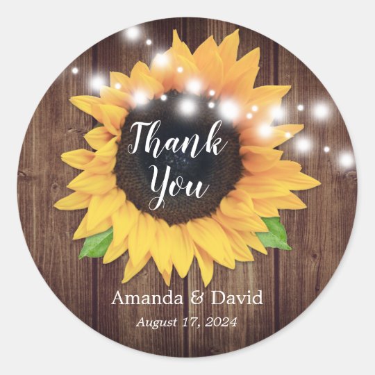 Rustic Country Sunflower Wedding Favor Stickers Zazzle Com