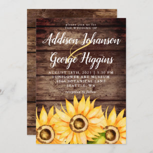 Rustic Country Sunflower Wedding Invitation