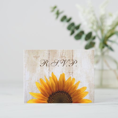 Rustic Country Sunflower Wedding Invitation Postcard