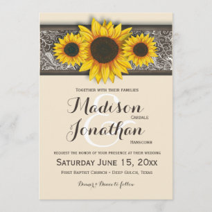 Rustic Country Sunflower Wedding Invitations
