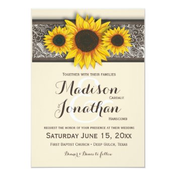 Sunflower Wedding Invitations Rustic Country Wedding Invitations