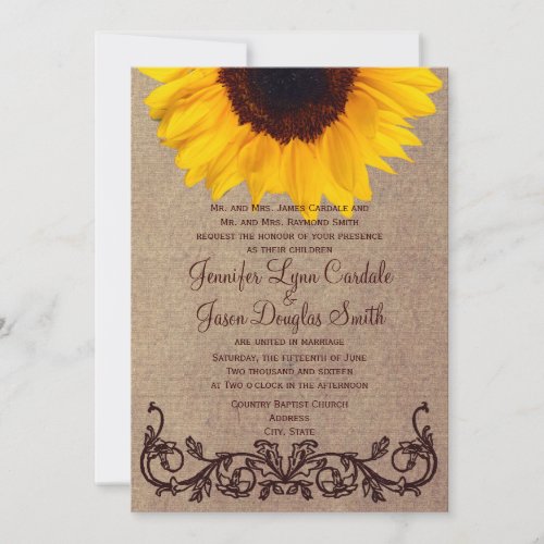 Rustic Country Sunflower Wedding Invitations