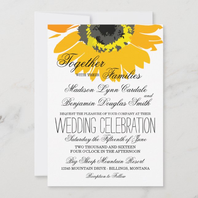 Rustic Country Sunflower Wedding Invitations (Front)