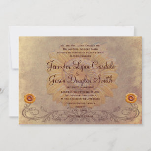 Rustic Country Sunflower Wedding Invitations