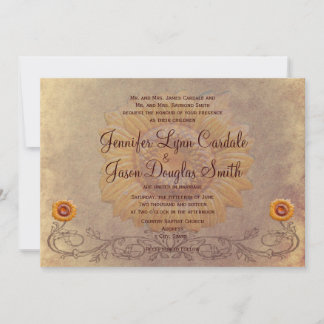 Rustic Country Sunflower Wedding Invitations