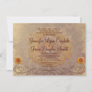 Rustic Country Sunflower Wedding Invitations
