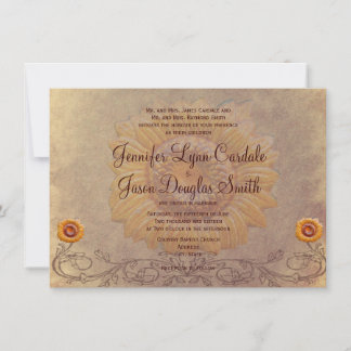 Rustic Country Sunflower Wedding Invitations