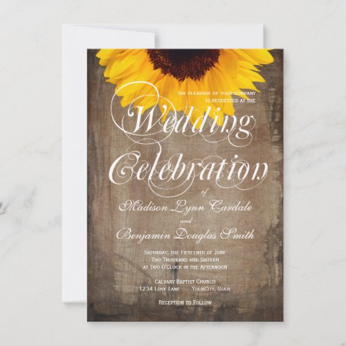 Rustic Country Sunflower Wedding Invitations