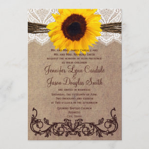 Rustic Country Sunflower Wedding Invitations