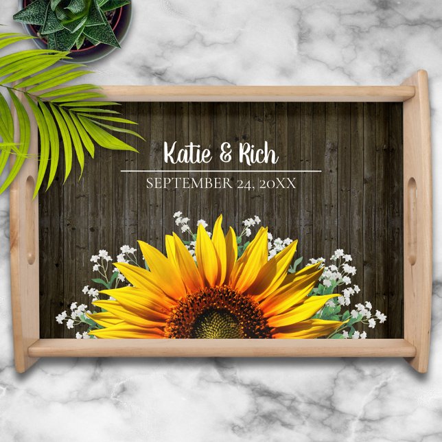 Rustic Country Sunflower Wedding Keepsake Serving Tray (Creator Uploaded)