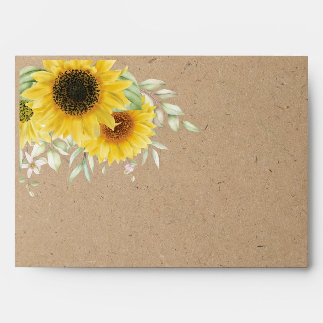 Rustic Country Sunflower Wedding Kraft Paper Envelope (Front)