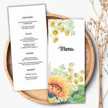 Rustic Country Sunflower Wedding Menu Cards by YourWeddingDay at Zazzle